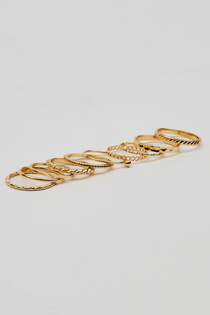 Set of 10 Simple Rings Yellow Garage Clothing Women