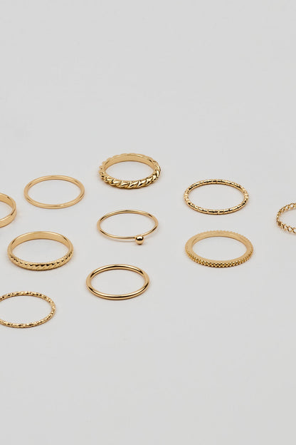 Set of 10 Simple Rings Yellow Garage Clothing Women