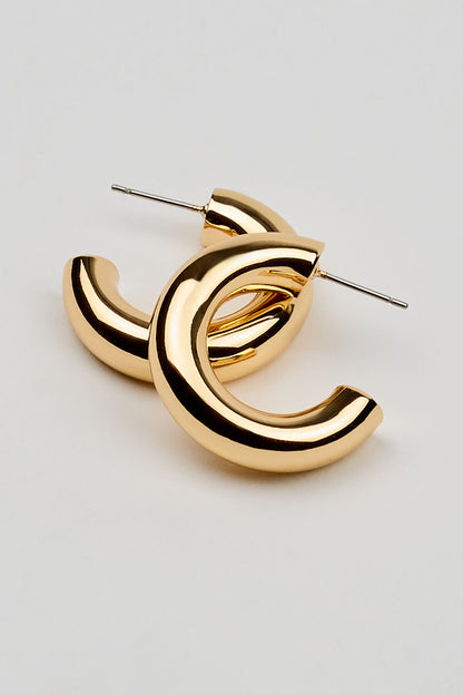 Smooth Chunky Hoop Earrings Yellow Garage Clothing Women