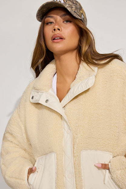 Sherpa Mixed Media Jacket WHITE Garage Clothing Women