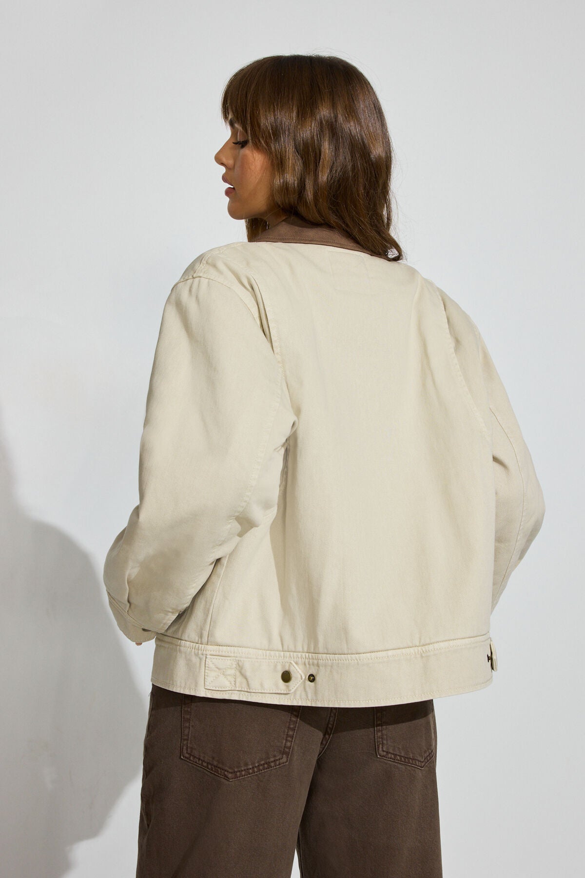 Twill Worker Jacket Beige Garage Clothing Women