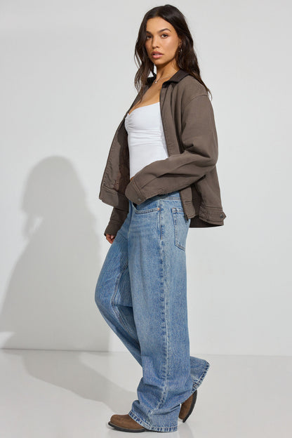 Twill Worker Jacket Brown Garage Clothing Women