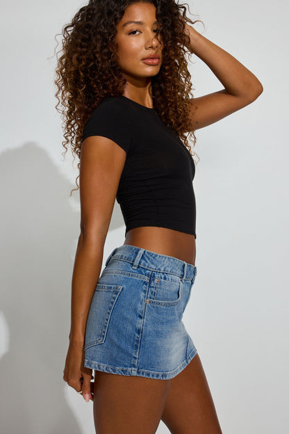 Denim Micro Skort Blue Garage Clothing Women