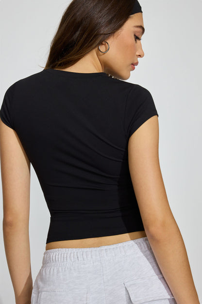High V-Neck Sleek Top Black Garage Clothing Women