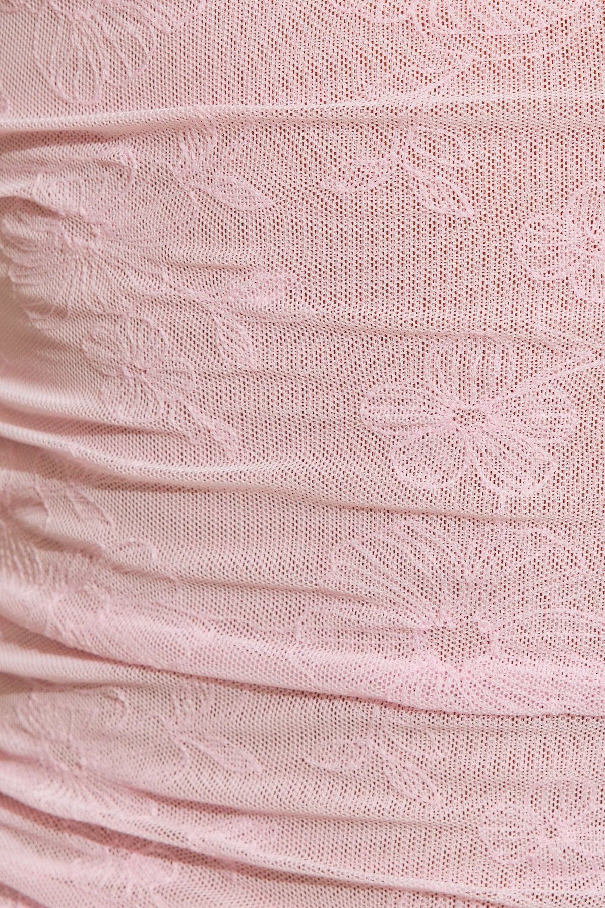 Plunge Ruched Mesh Tank Top Pink Garage Clothing Women