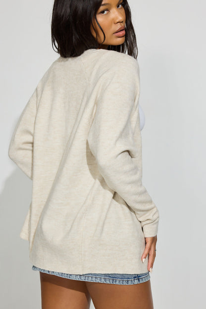 Long Sleeve Spongy Oversized Cardigan Beige Garage Clothing Women
