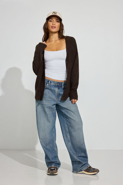 Long Sleeve Spongy Oversized Cardigan Brown Garage Clothing Women