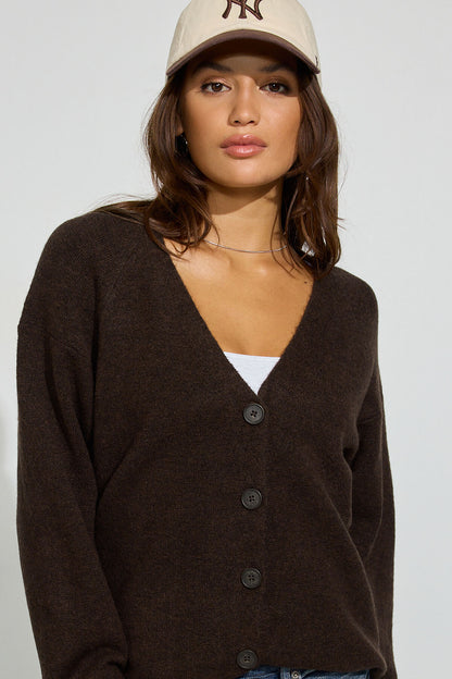 Long Sleeve Spongy Oversized Cardigan Brown Garage Clothing Women
