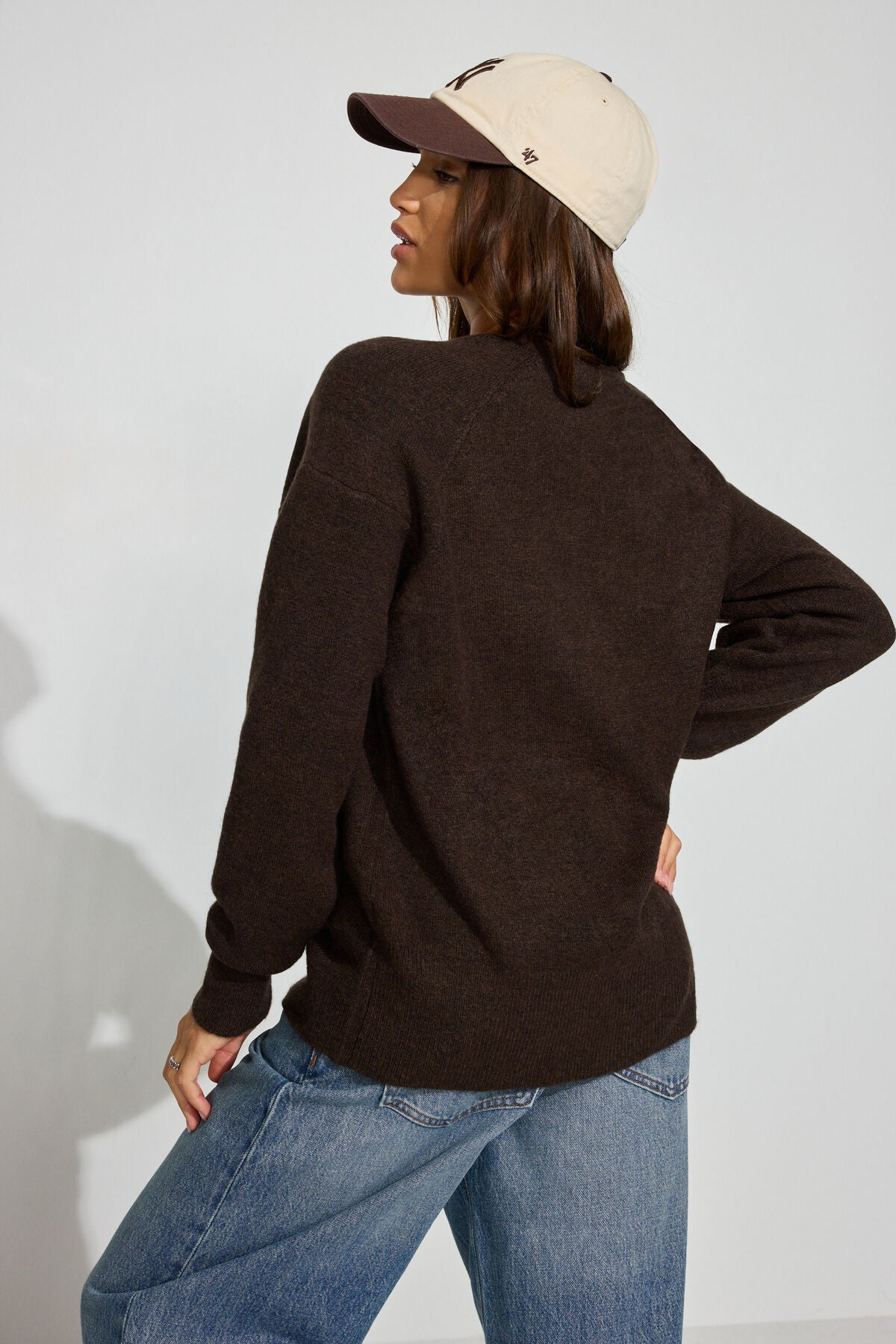 Long Sleeve Spongy Oversized Cardigan Brown Garage Clothing Women
