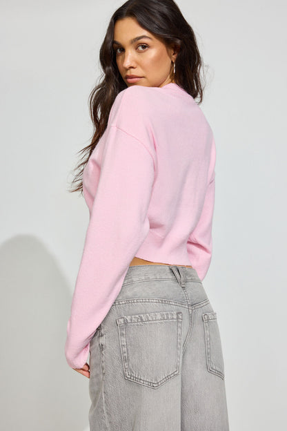 Renee Spongy Cropped Cardigan Pink Garage Clothing Women