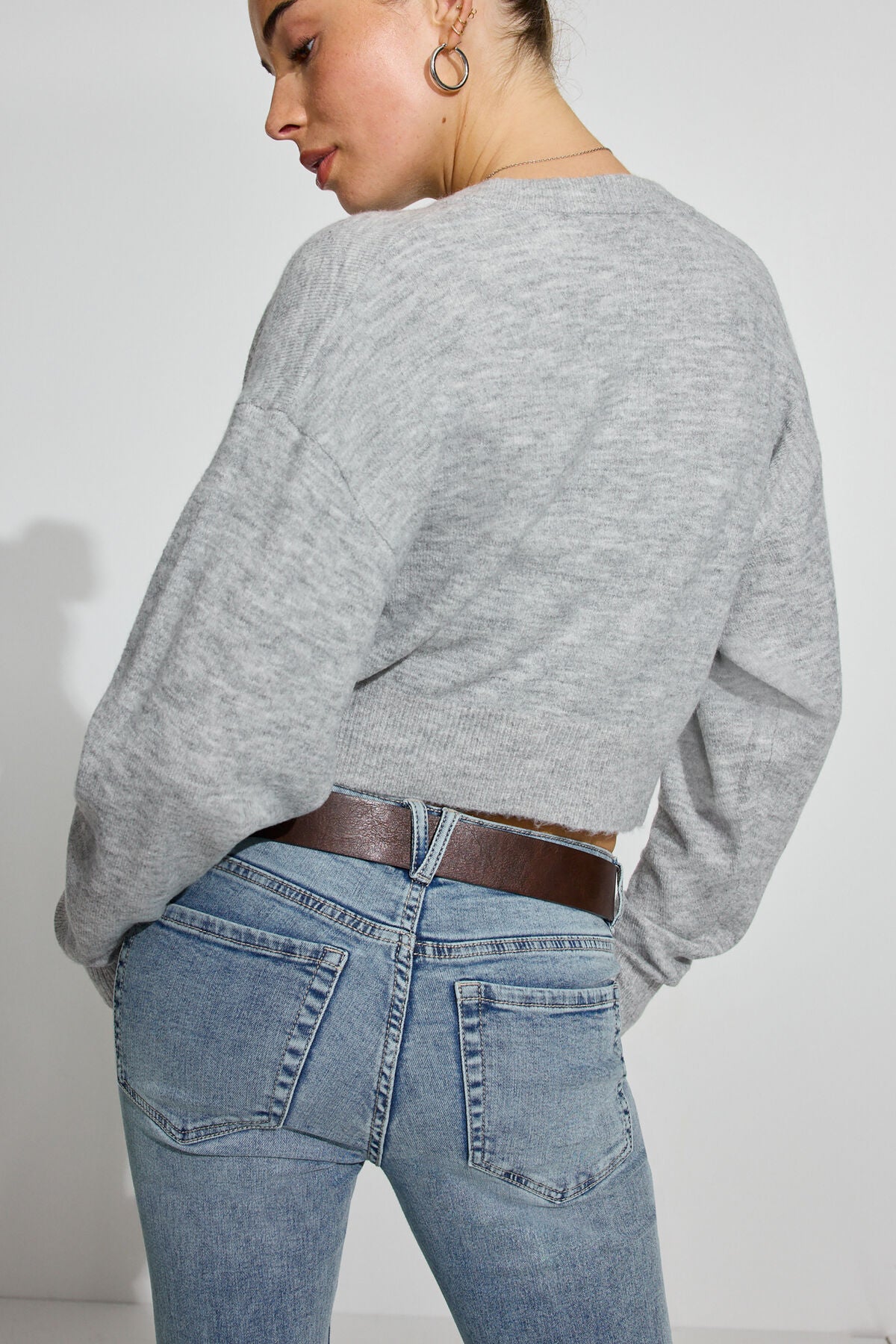 Renee Spongy Cropped Cardigan Gray Garage Clothing Women