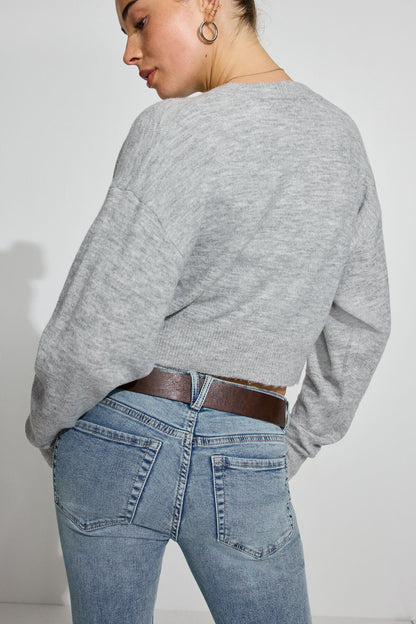Renee Spongy Cropped Cardigan Gray Garage Clothing Women