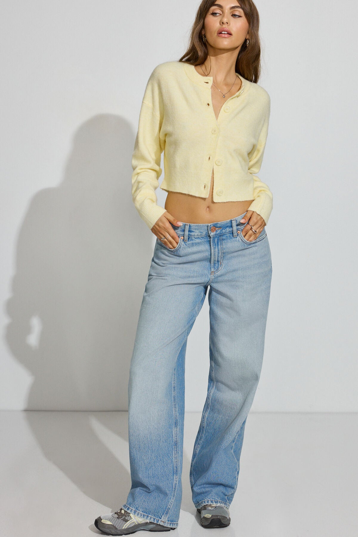 Renee Spongy Cropped Cardigan Yellow Garage Clothing Women