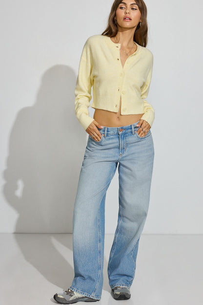 Renee Spongy Cropped Cardigan Yellow Garage Clothing Women