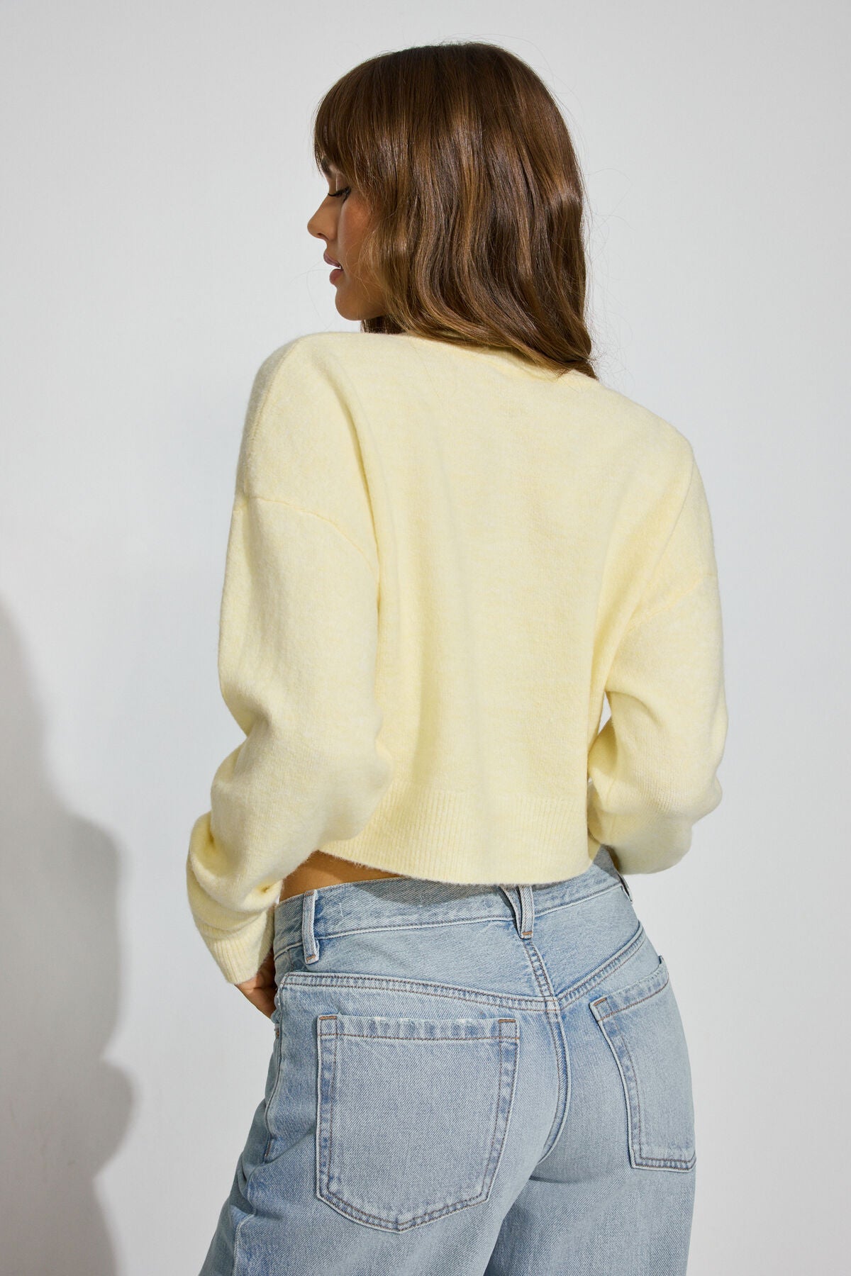 Renee Spongy Cropped Cardigan Yellow Garage Clothing Women