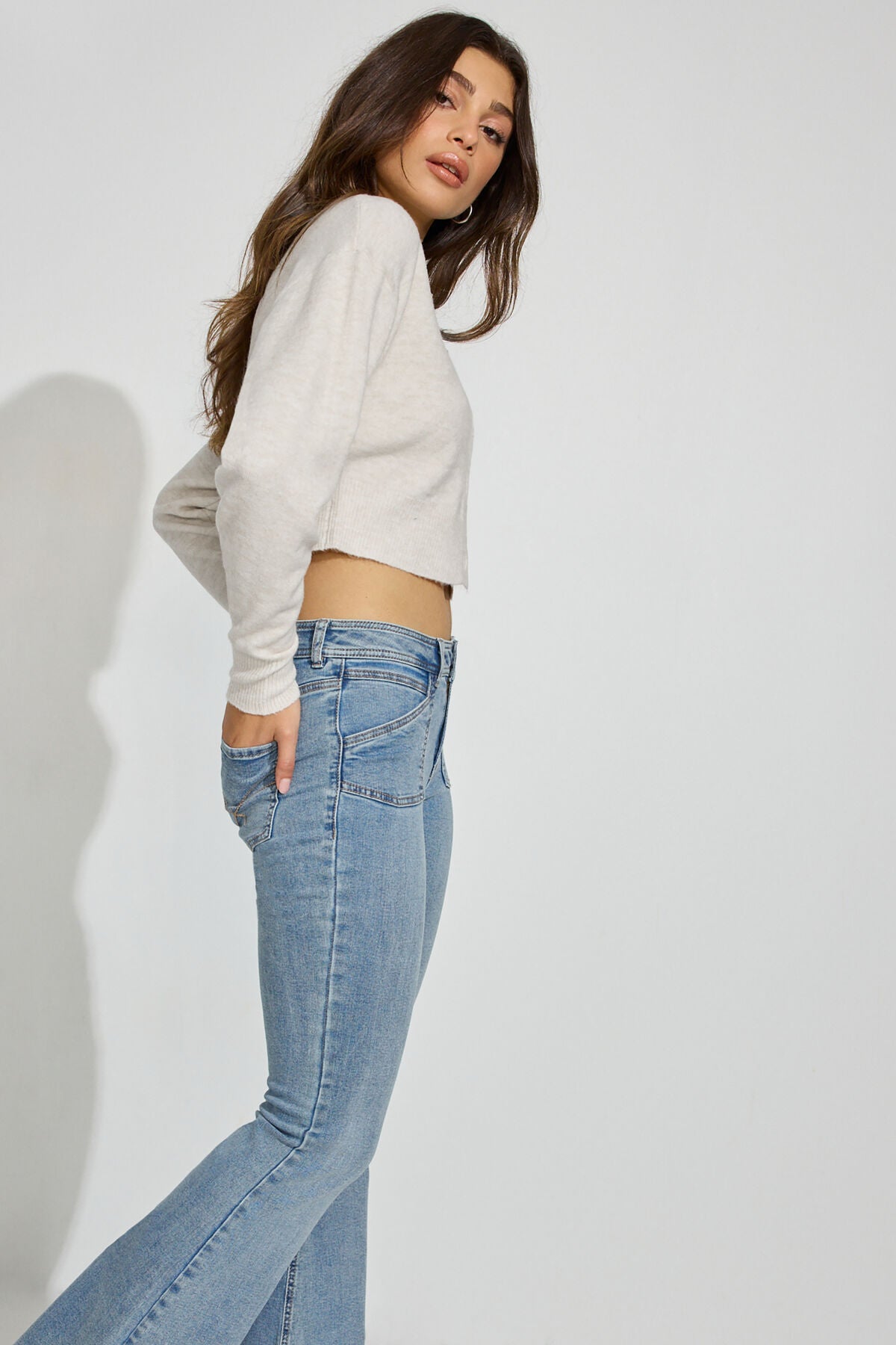 Renee Spongy Cropped Cardigan Beige Garage Clothing Women