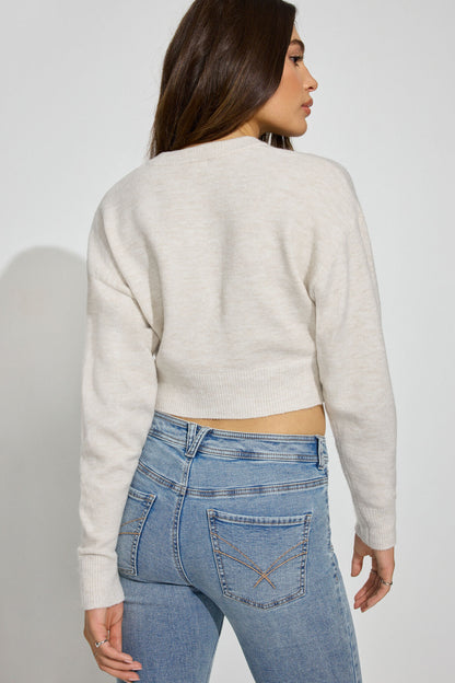 Renee Spongy Cropped Cardigan Beige Garage Clothing Women