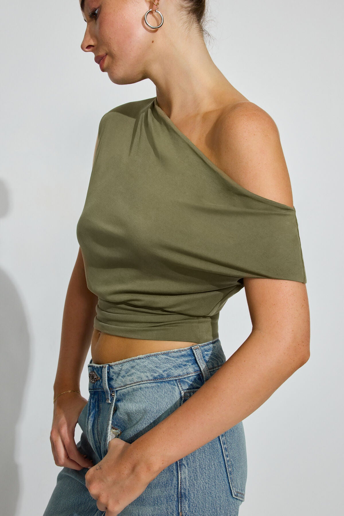 Off Shoulder Band Top Green Garage Clothing Women