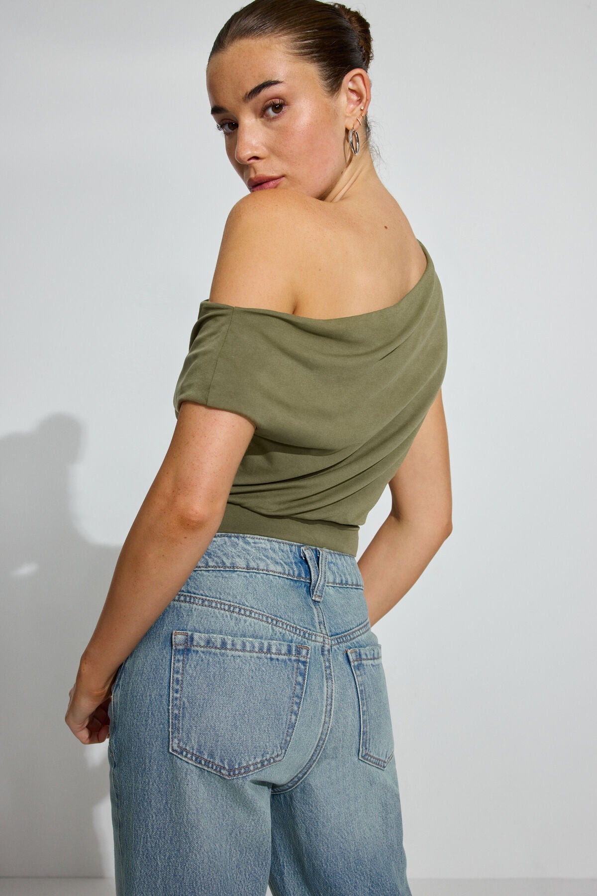 Off Shoulder Band Top Green Garage Clothing Women