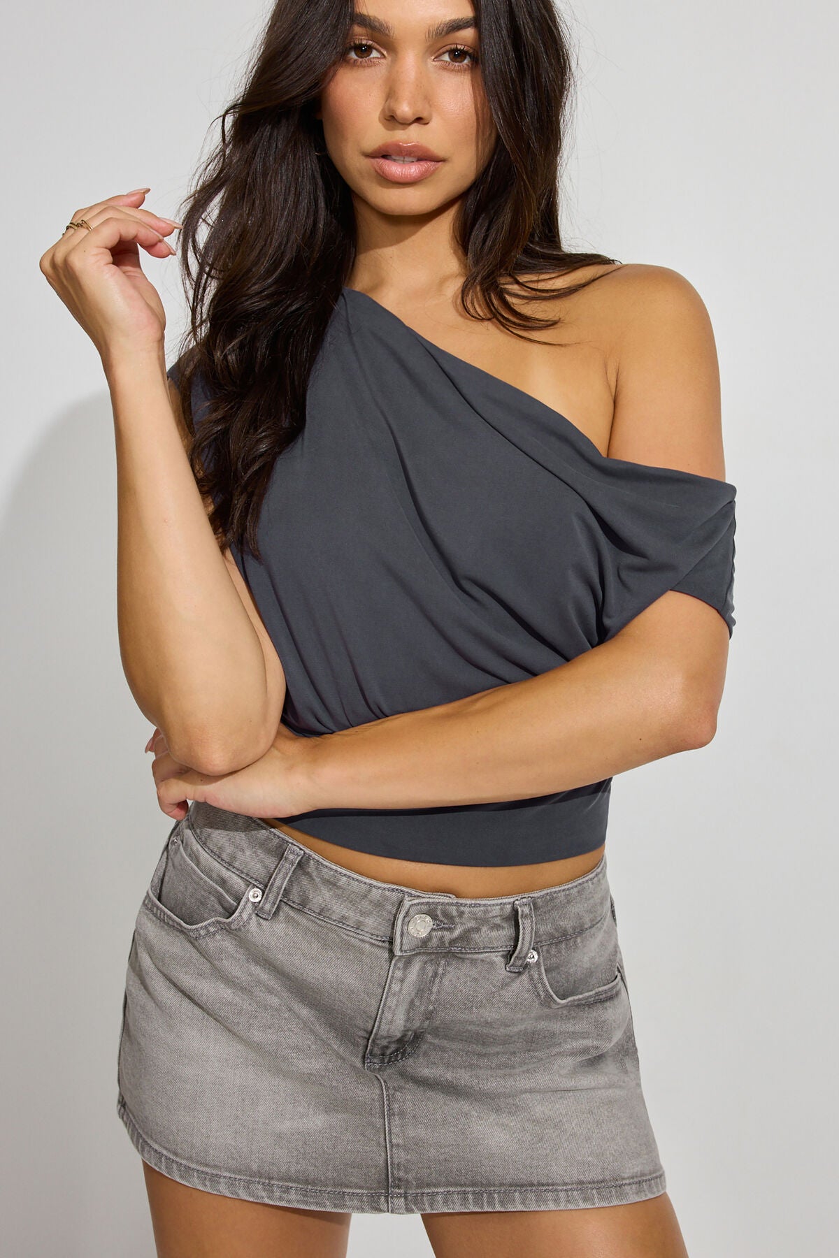 Off Shoulder Band Top Blue Garage Clothing Women