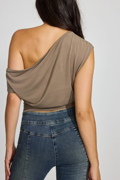 Off Shoulder Band Top Brown Garage Clothing Women