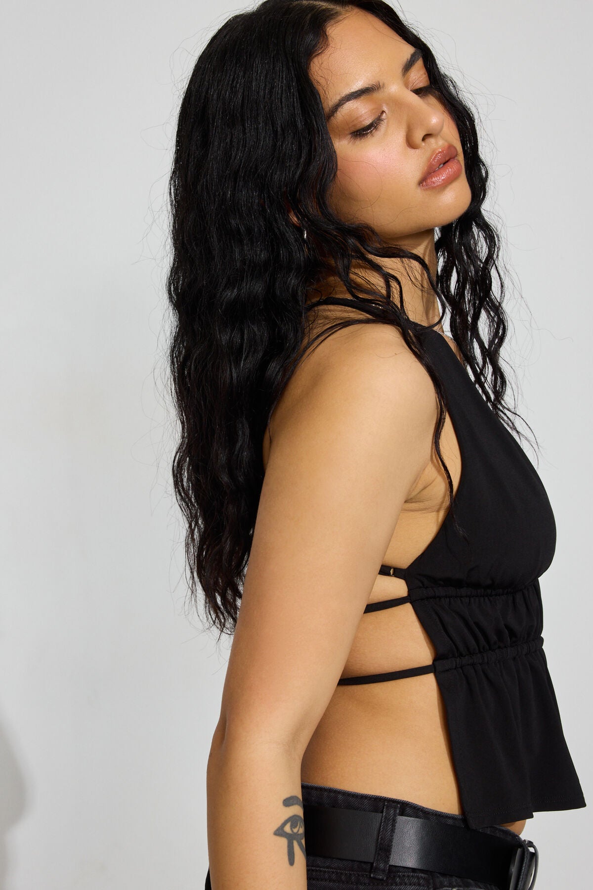 Plunge Flyaway Tank Top Black Garage Clothing Women