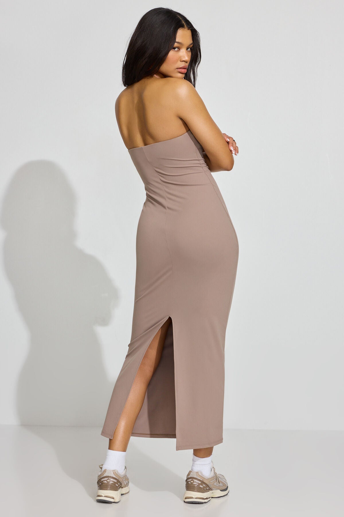 Sleek Maxi Tube Dress Beige Garage Clothing Women