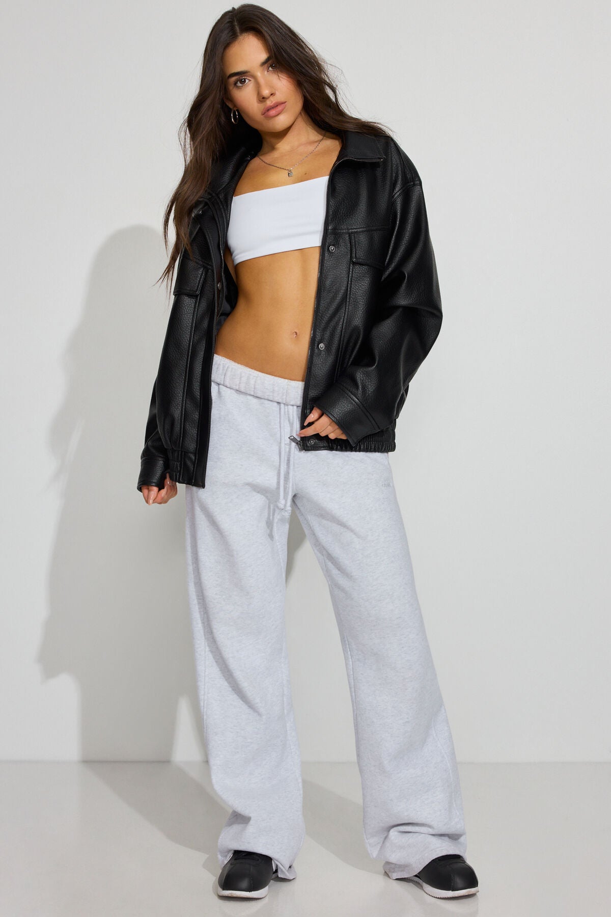 Oversized Faux Leather Bomber Black Garage Clothing Women