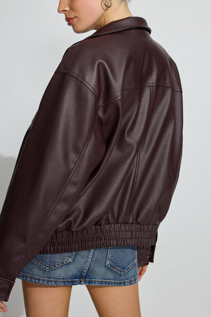 Oversized Faux Leather Bomber Brown Garage Clothing Women