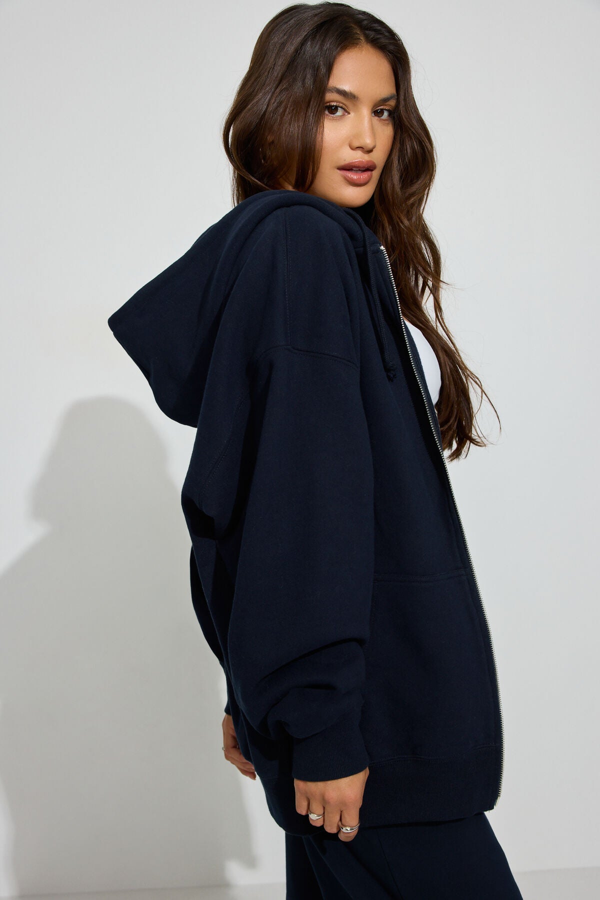 SoftTerry Oversized Zip-Up Hoodie Navy Garage Clothing Women