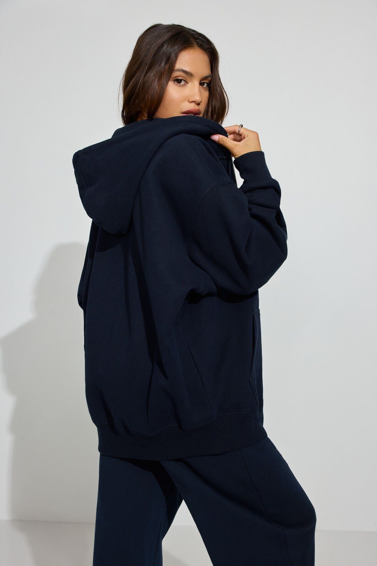 SoftTerry Oversized Zip-Up Hoodie Navy Garage Clothing Women