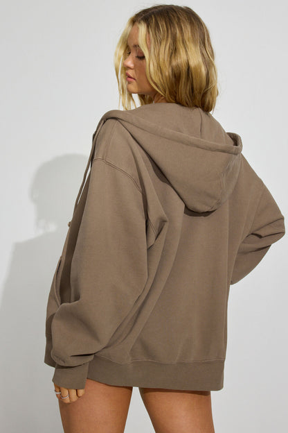 SoftTerry Oversized Zip-Up Hoodie Brown Garage Clothing Women
