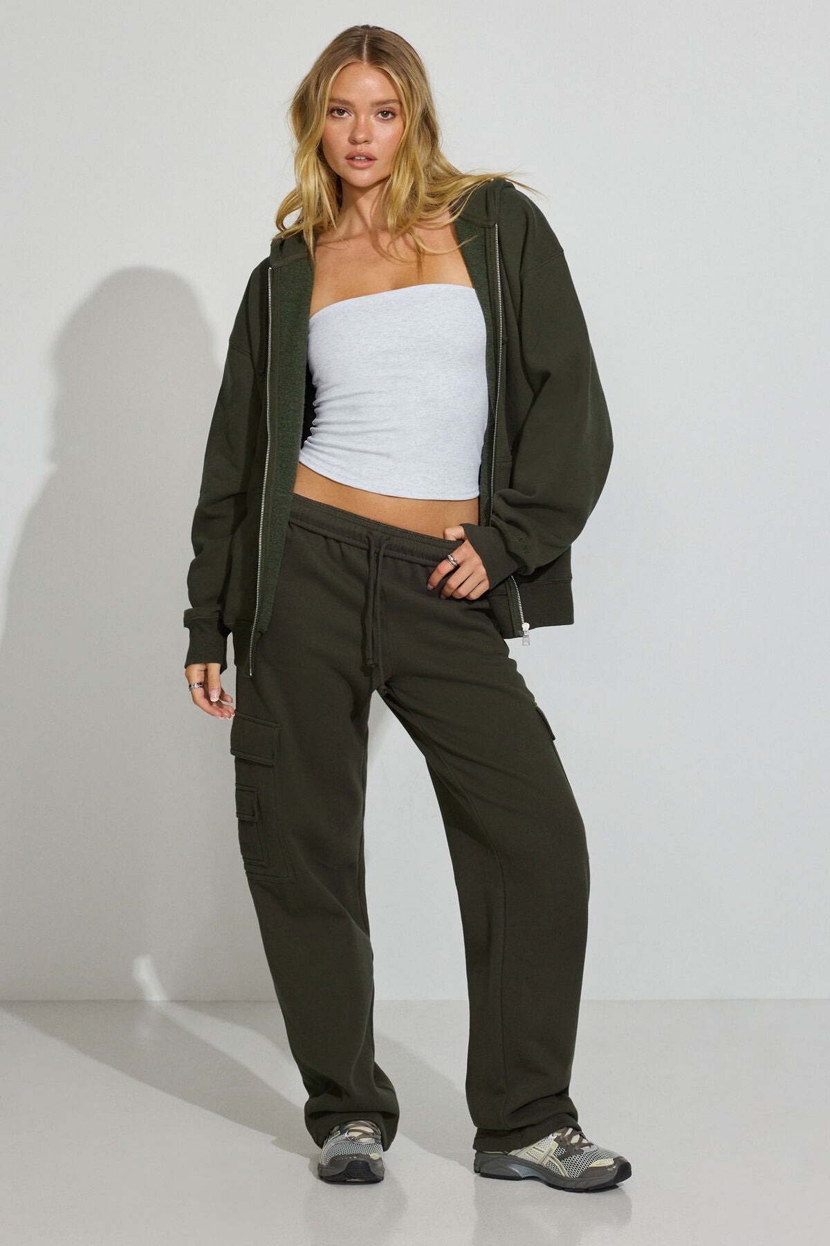 SoftTerry Oversized Zip-Up Hoodie Green Garage Clothing Women