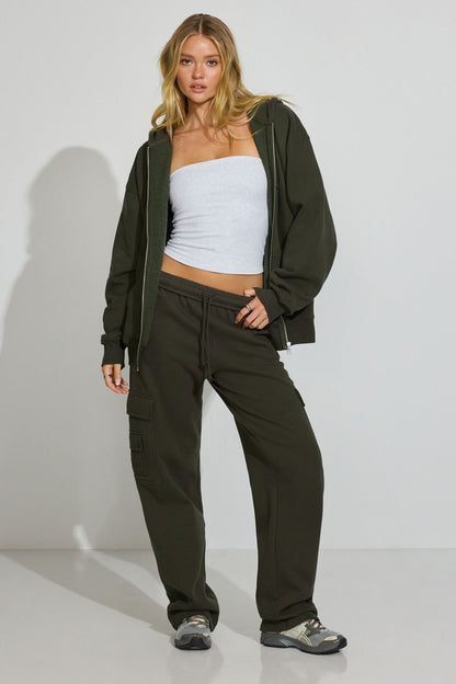 SoftTerry Oversized Zip-Up Hoodie Green Garage Clothing Women