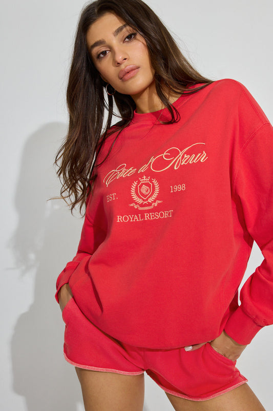 SoftTerry Oversized Crewneck Sweatshirt Red Garage Clothing Women