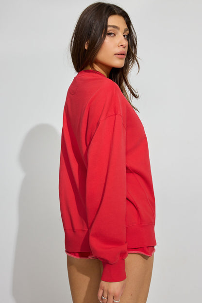 SoftTerry Oversized Crewneck Sweatshirt Red Garage Clothing Women