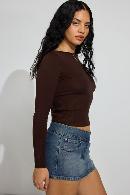 Fitted Boatneck Sweater Brown Garage Clothing Women