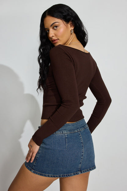 Fitted Boatneck Sweater Brown Garage Clothing Women