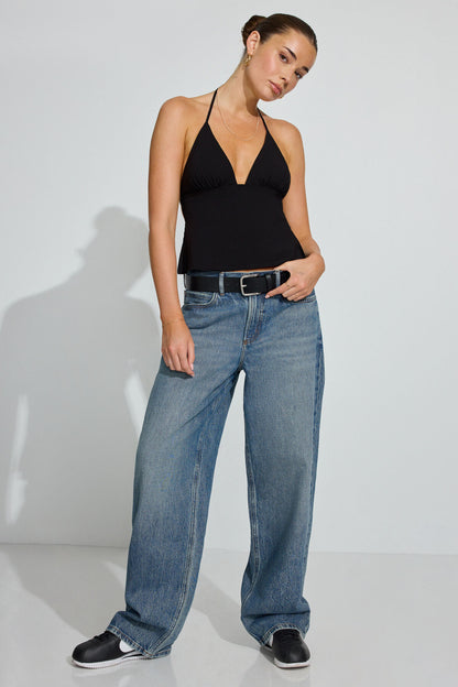 Tie Back Apron Top Black Garage Clothing Women