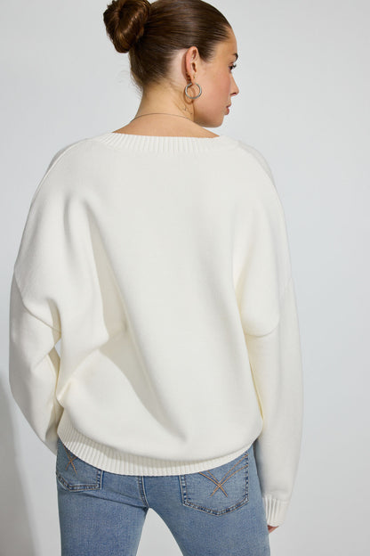 V-Neck Oversized Sweater White Garage Clothing Women