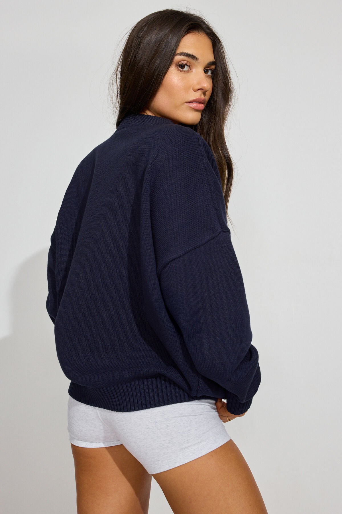 V-Neck Oversized Sweater Navy Garage Clothing Women