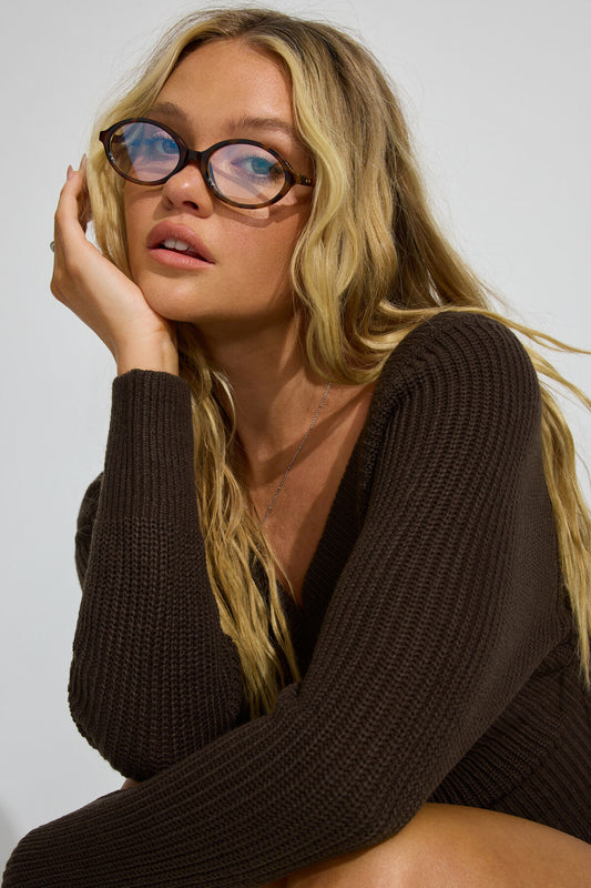 Slim Oval Blue Light Readers Brown Garage Clothing Women