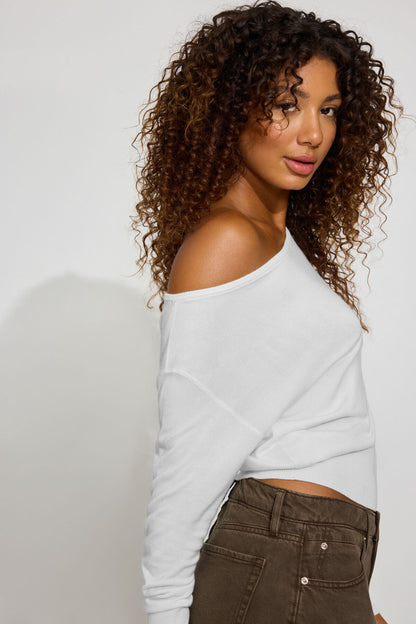 Rae Asymmetric Fine Sweater White Garage Clothing Women