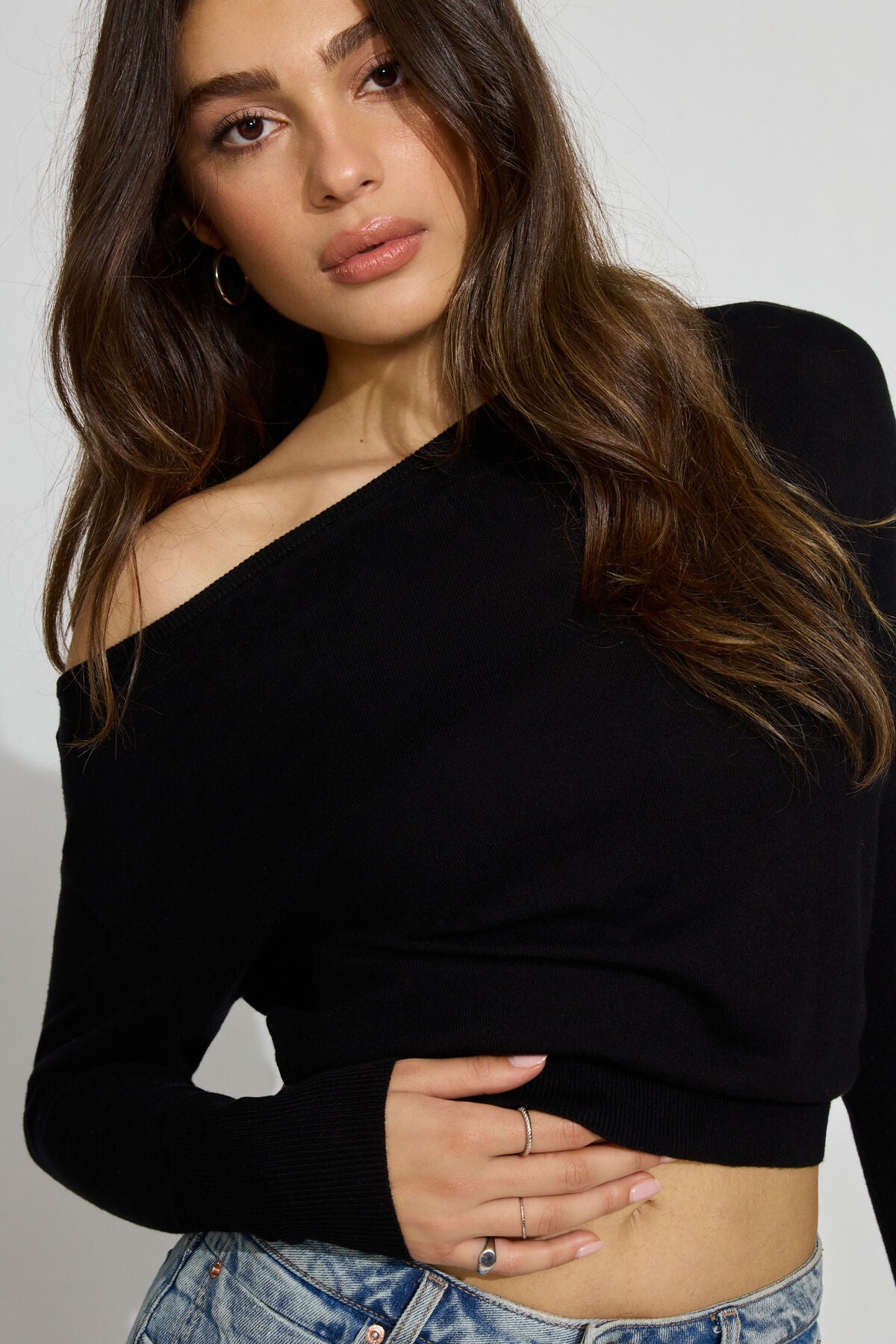 Rae Asymmetric Fine Sweater Black Garage Clothing Women