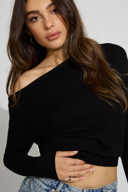 Rae Asymmetric Fine Sweater Black Garage Clothing Women