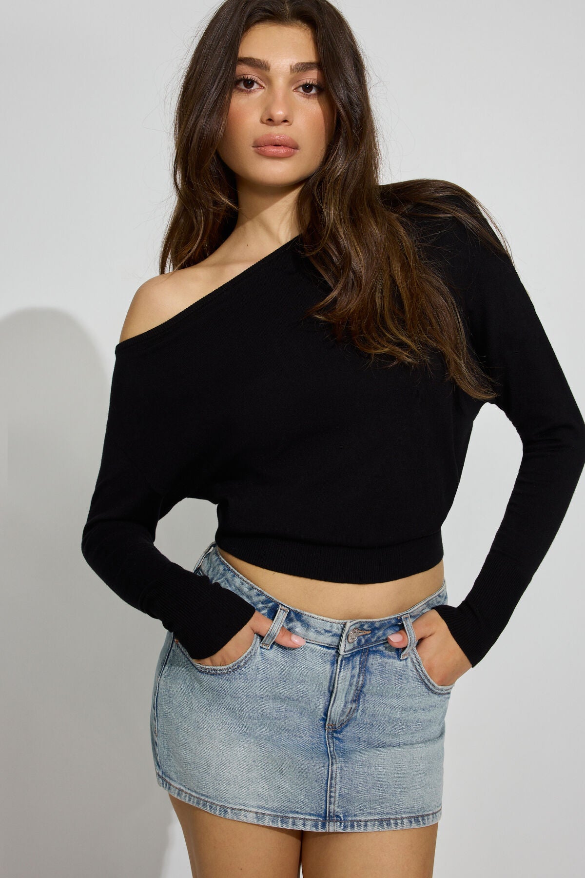 Rae Asymmetric Fine Sweater Black Garage Clothing Women