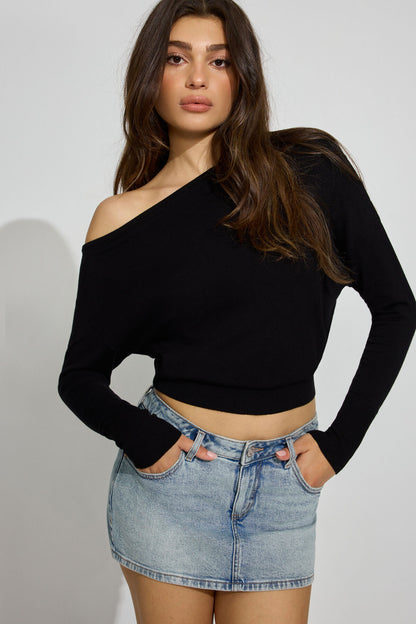 Rae Asymmetric Fine Sweater Black Garage Clothing Women