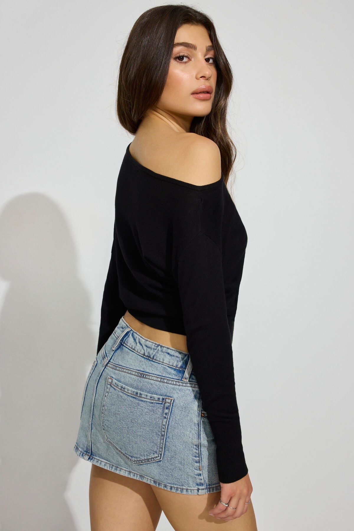 Rae Asymmetric Fine Sweater Black Garage Clothing Women