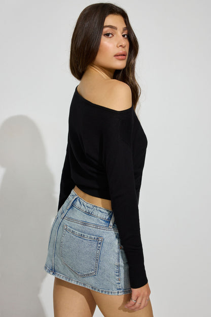 Rae Asymmetric Fine Sweater Black Garage Clothing Women