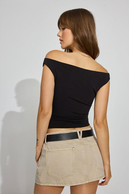 Clean Off Shoulder Top Black Garage Clothing Women